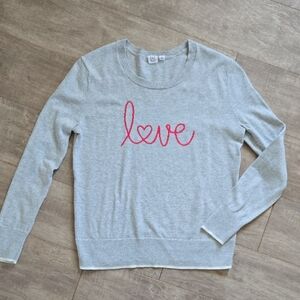Gap Gray Sweater with Pink 'Love'